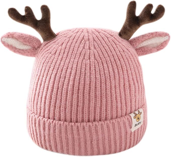 leomoste Baby Beanie Hat Cute Antlers Reindeer Crochet Knitted Hat Winter Warm Cap for Toddler Bo... | Amazon (US)