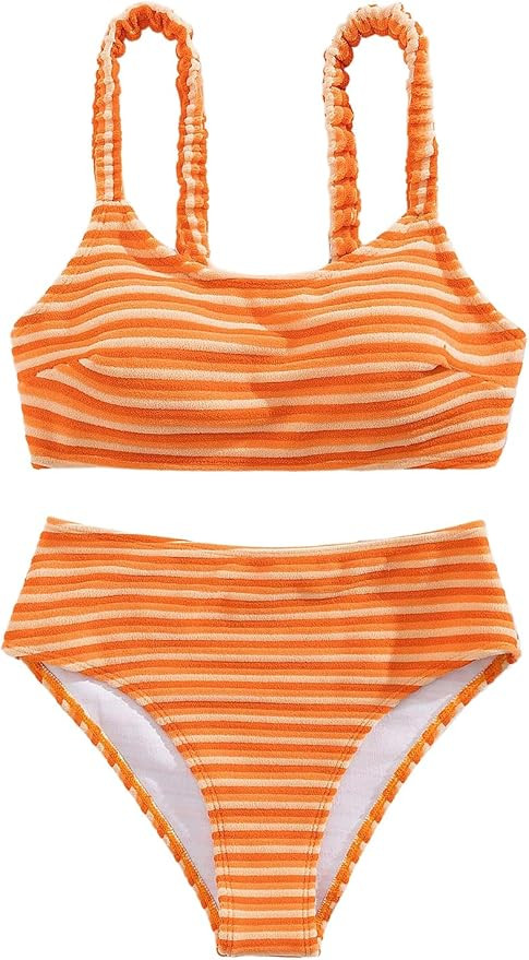SOLY HUX Women's Striped Swimsuits Two Piece Bathing Suit Cute High Waisted Bikini Set | Amazon (US)
