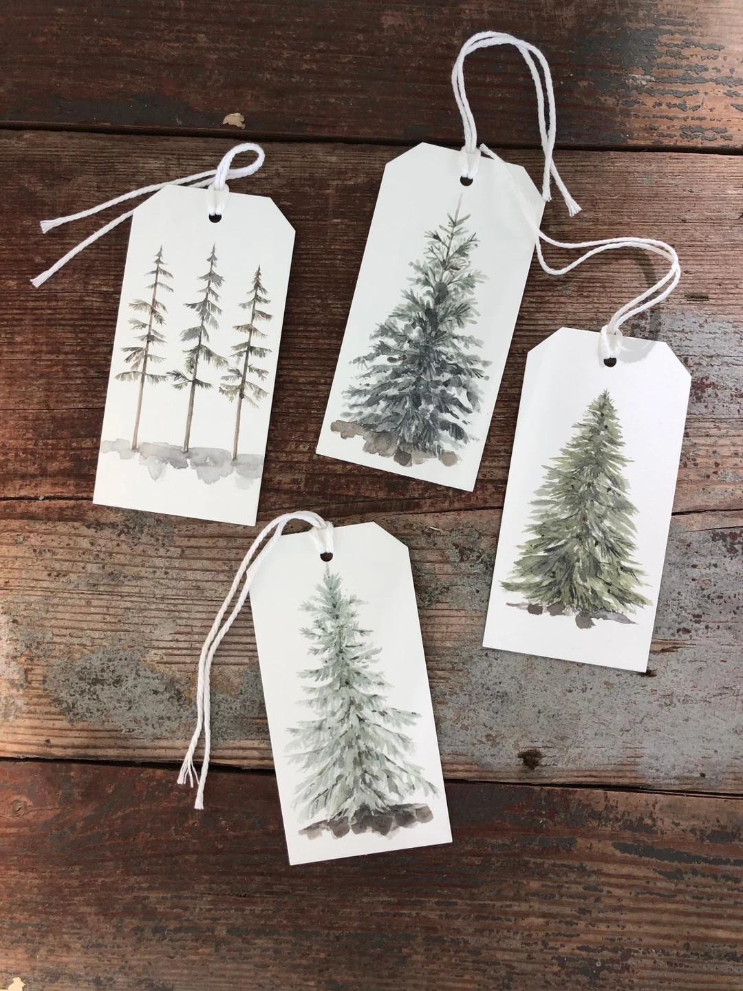 Evergreen Tree Christmas Gift Tags Set Christmas Trees - Etsy | Etsy (US)