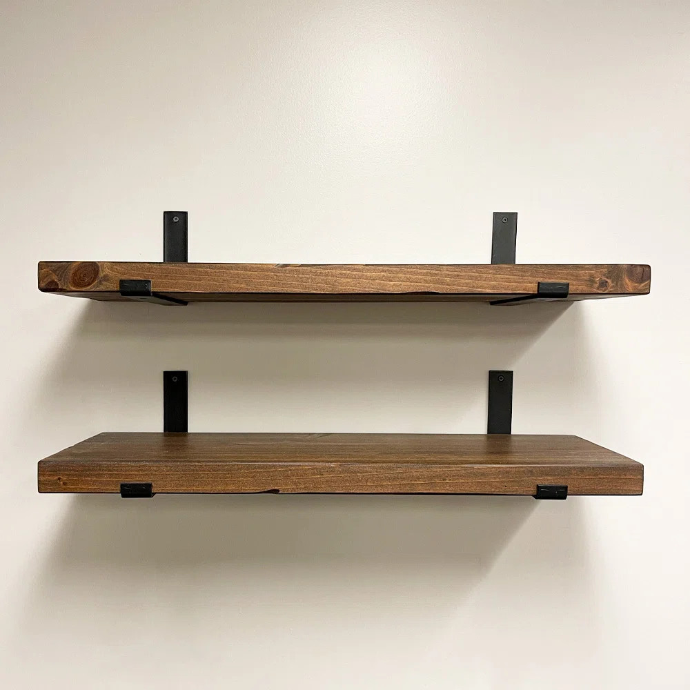 Calheme Rustic Shelves With J Brackets (Set of 2) | Wayfair North America