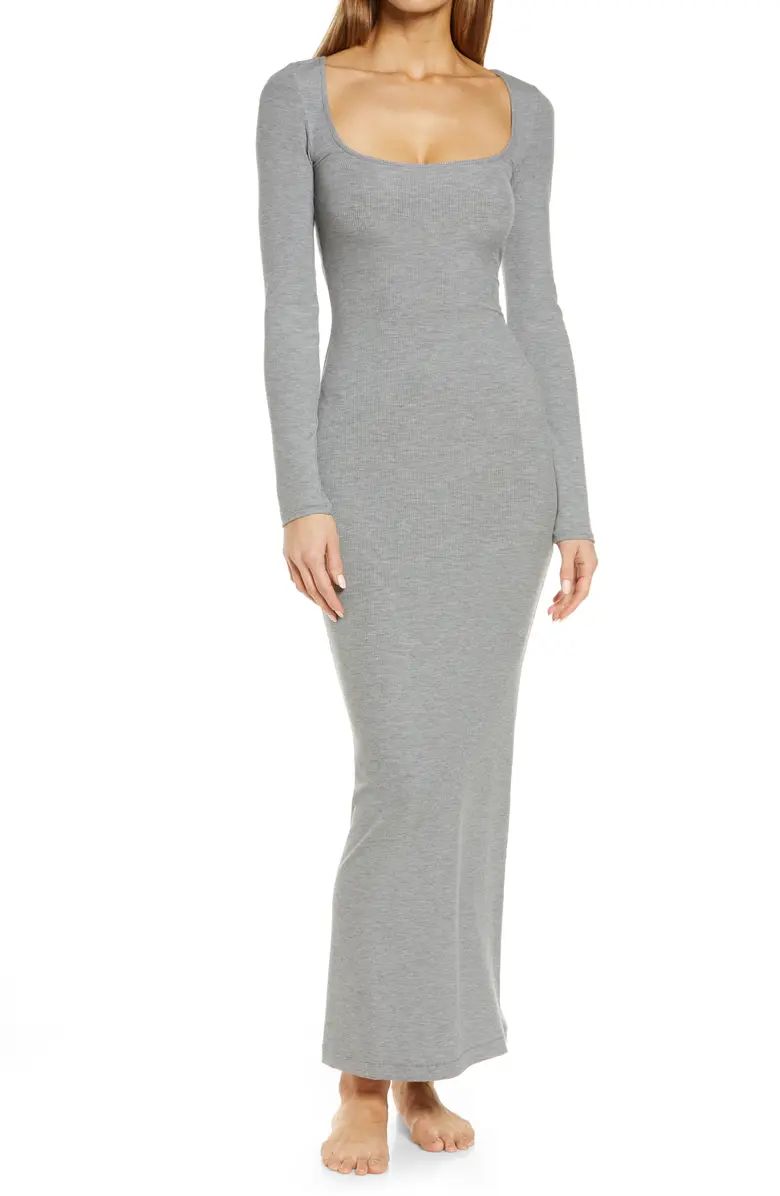 Lounge Ribbed Long Sleeve Maxi Dress | Nordstrom