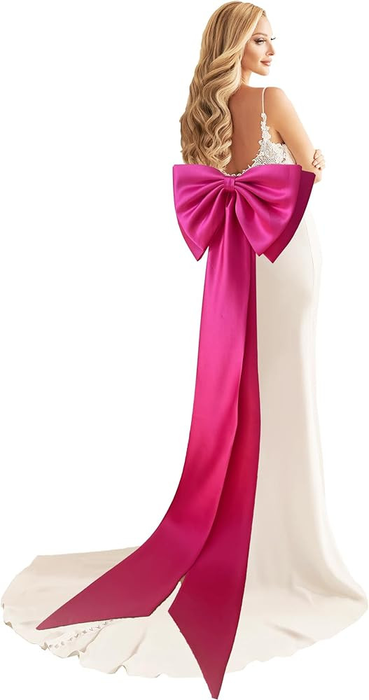 Elegant Removable Big Bow Train for Wedding Dress Large Detachable Satin Halloween Costume for Wo... | Amazon (US)