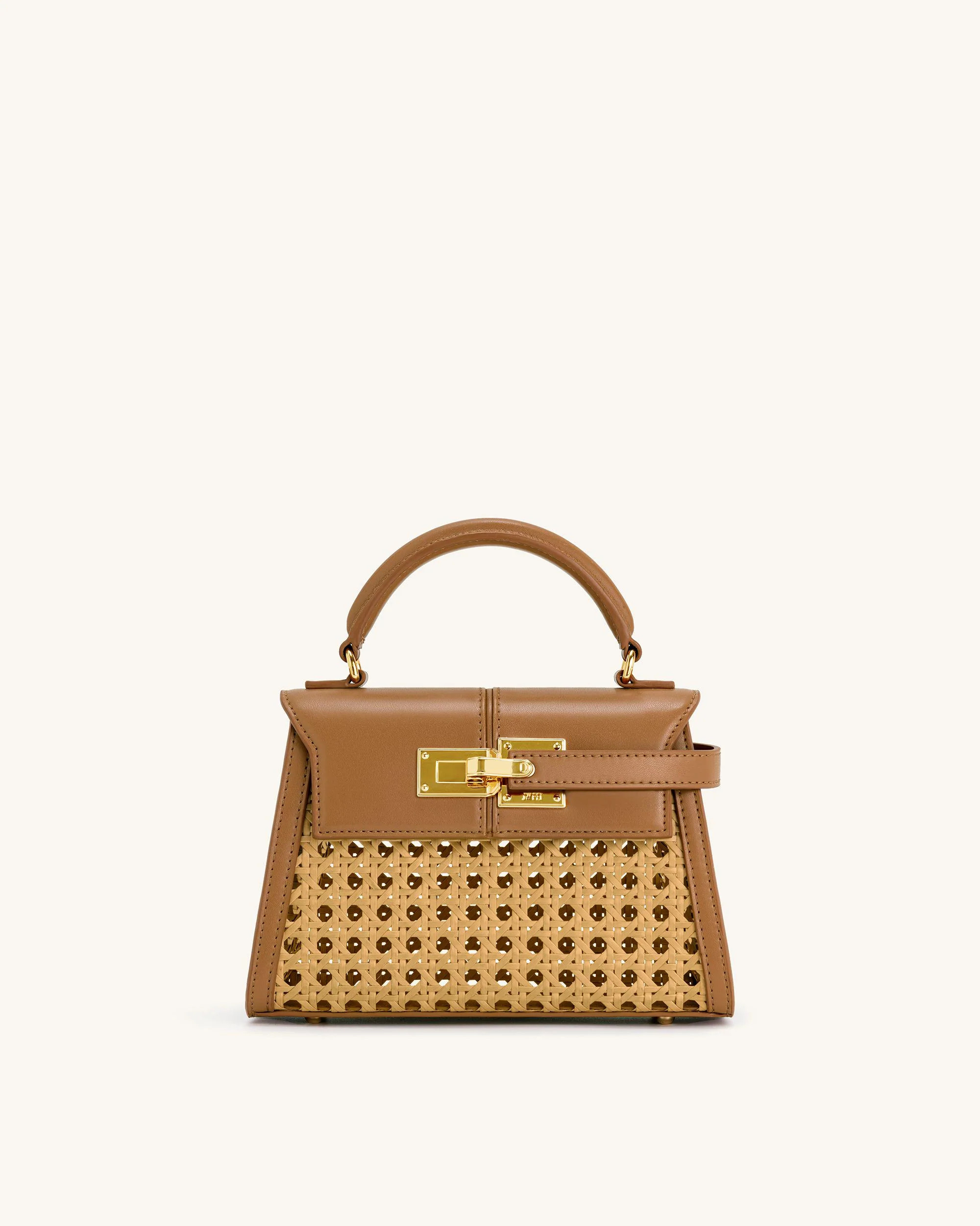 Elise Faux Bamboo Woven Top Handle Bag - Brown | JW PEI US