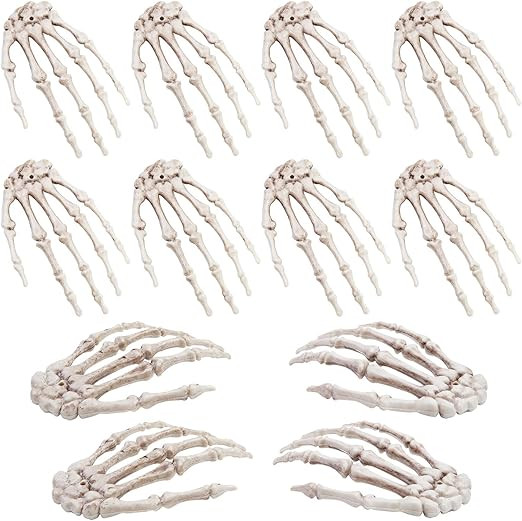 URATOT 12 Pieces Halloween Realistic Life Size Skeleton Hands Plastic Fake Human Hand for Bone Zo... | Amazon (US)
