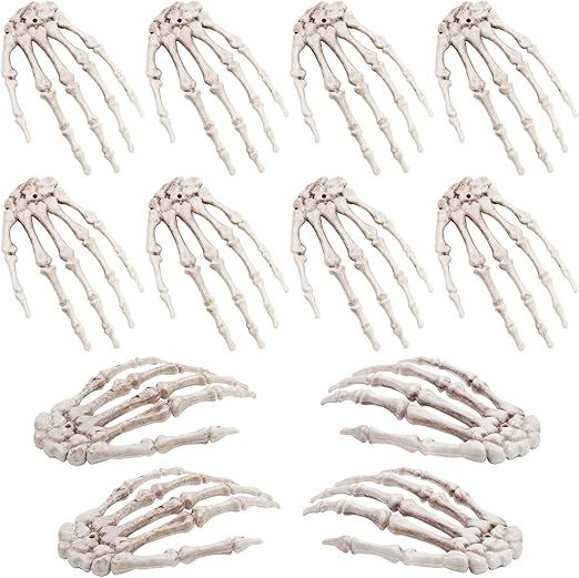 URATOT 12 Pieces Halloween Realistic Life Size Skeleton Hands Plastic Fake Human Hand for Bone Zo... | Amazon (US)