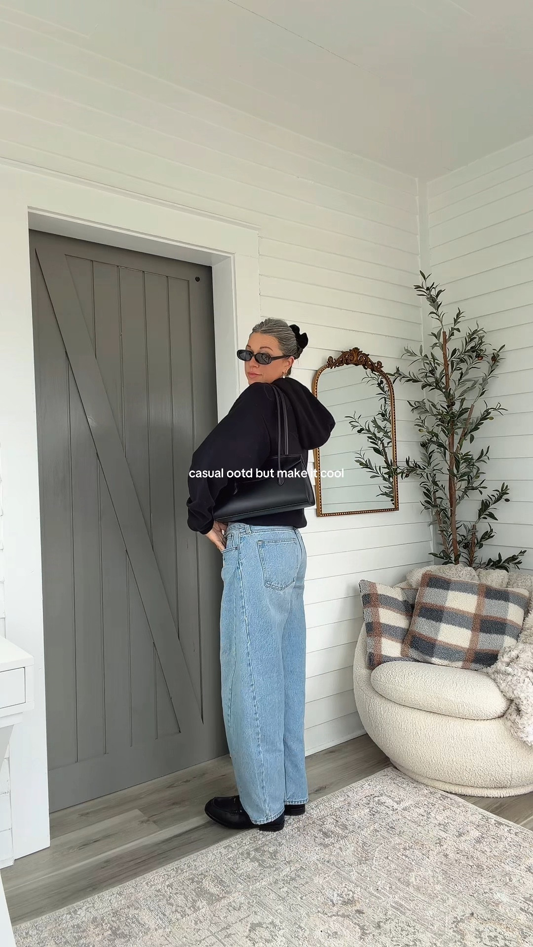 Comfy winter outfit! 
Wearing Medium hoodie
Sized up one to 28L in jeans 
Loafers run TTS and are soo comfy with no break in! 

#LTKootd #LTKmomlife #LTKOver40