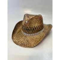 Cowgirl Hat | Woven Straw With Rhinestone Detailing Western Style For Parties & Everyday Wear Tan Boho Chic Child & Adult Sizes | Etsy (US)