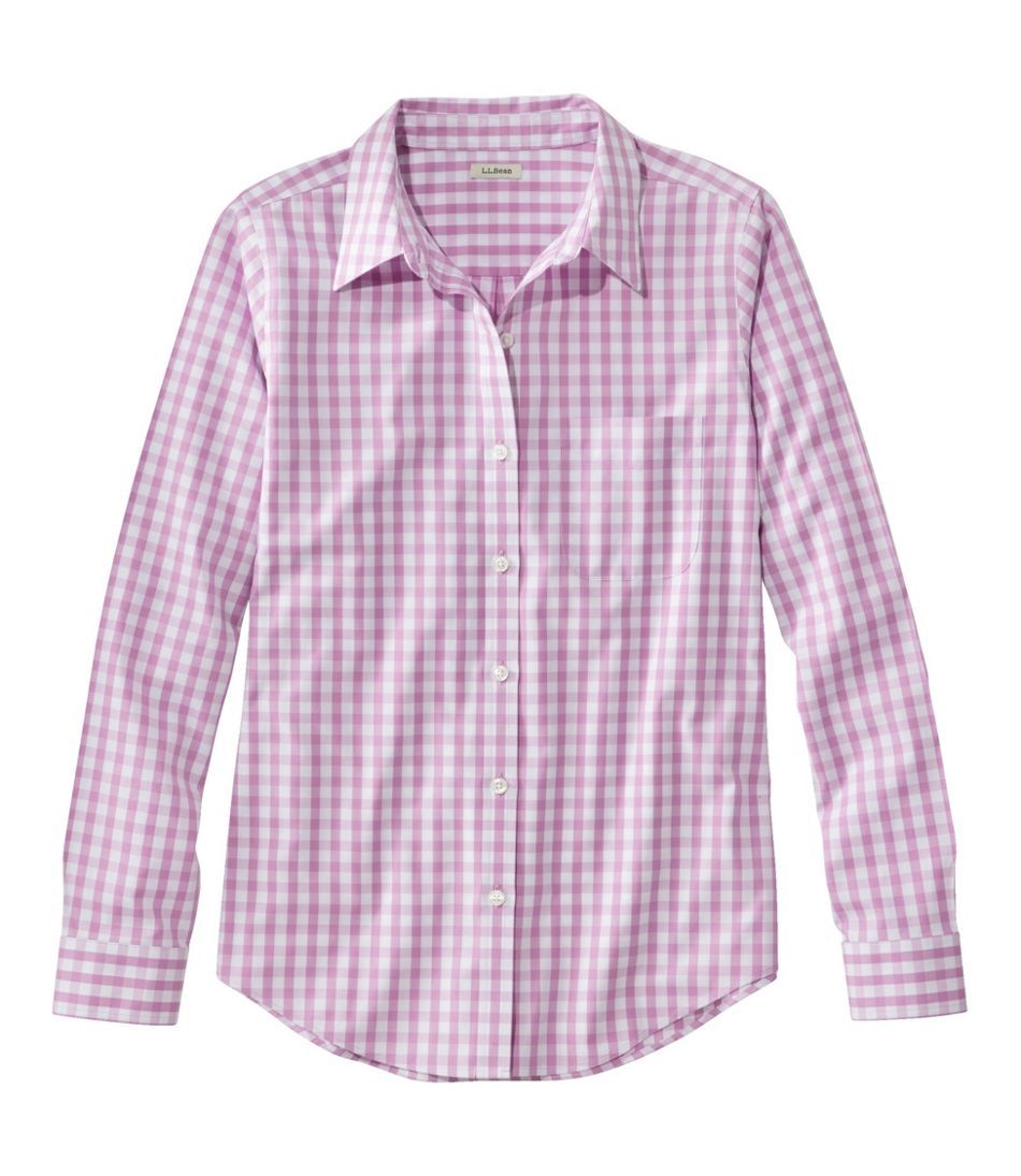 Women's Wrinkle-Free Pinpoint Oxford Shirt, Long-Sleeve Relaxed Fit Plaid | L.L. Bean
