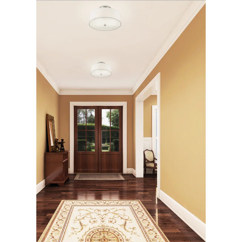 Hymel 2-Light Shaded Drum Semi Flush Mount | Wayfair Professional