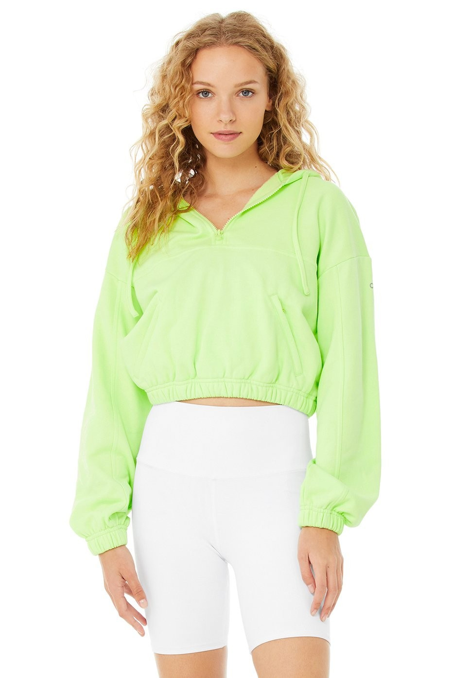 Stadium Half Zip Hoodie in Neon Lime, Size: XS | Alo YogaÂ® | Alo Yoga (US)