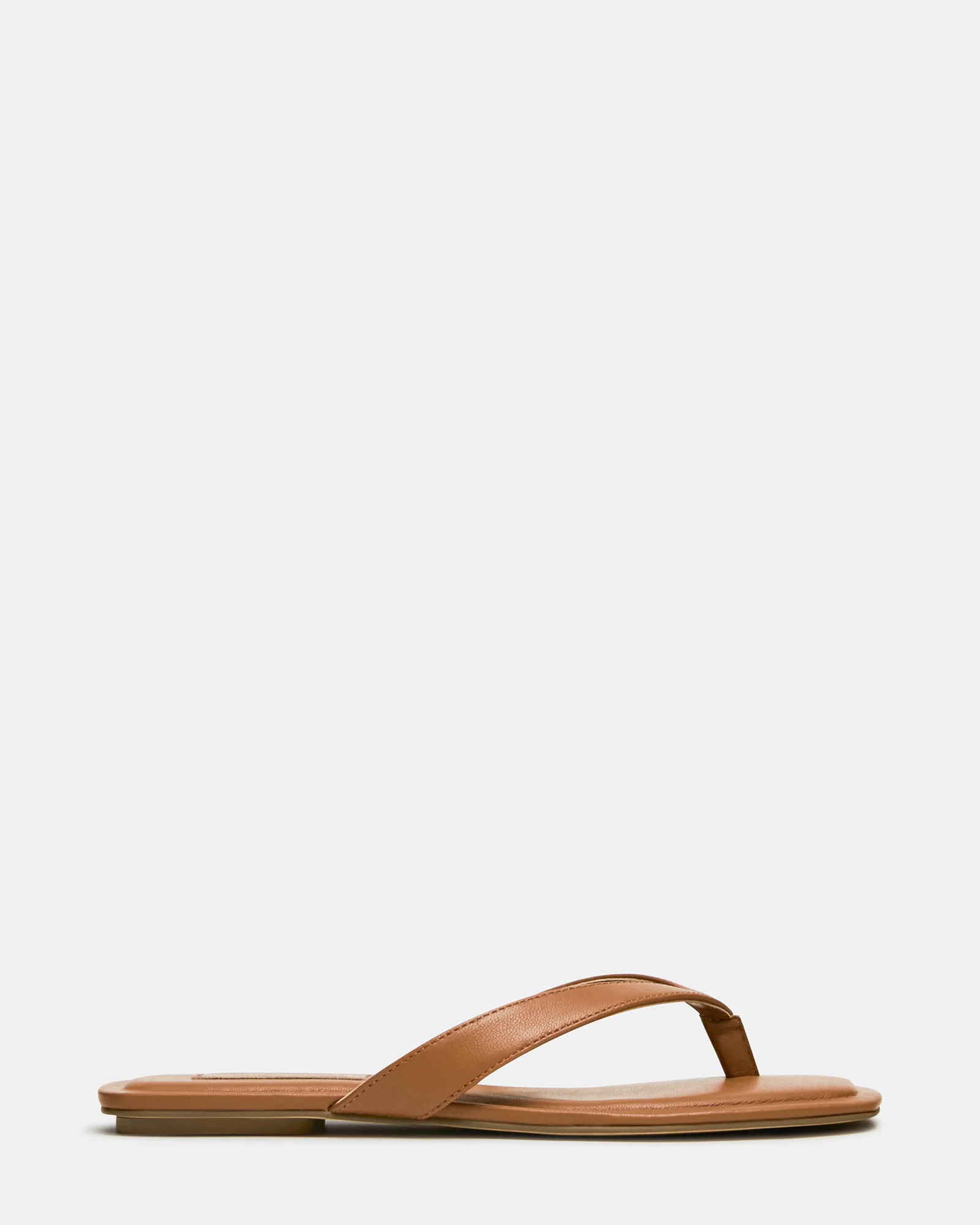 TRELLA Tan Leather Square-Toe Thong Women's Sandal | Steve Madden (US)