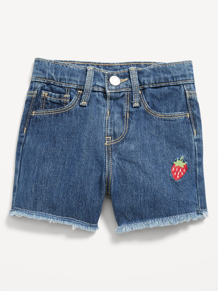 Embroidered Frayed-Hem Jean Shorts for Toddler Girls | Old Navy (US)