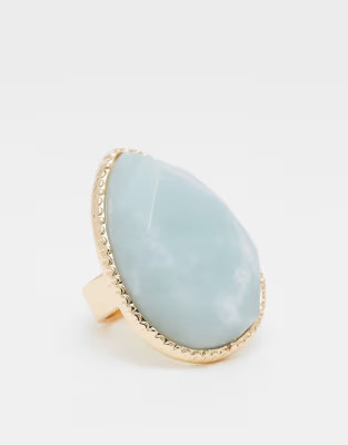 ASOS DESIGN oversized ring with real semi precious stone in gold tone | ASOS (Global)