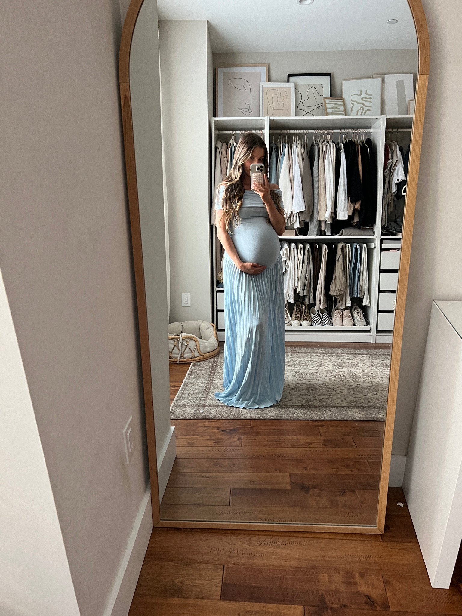 The perfect blue dress to wear to a baby shower or maternity shoot! It’s actually not made to be maternity but works so well with a bump! It also comes in navy and cream. I’m wearing a size small. 

#LTKBump #LTKStyleTip