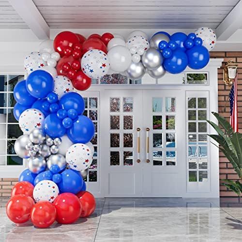 DBKL 122Pcs Red White and Blue Balloon Garland for Baseball Theme Party Baby Shower 4th of July I... | Amazon (US)