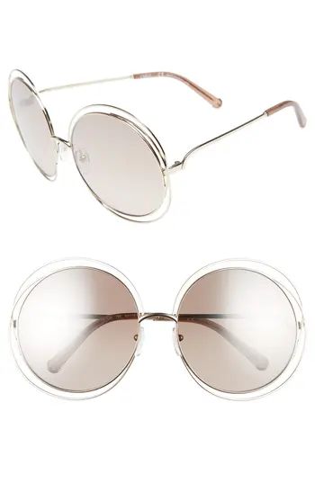 Women's Chloe 62Mm Oversize Sunglasses - Gold/ Clear Brown | Nordstrom