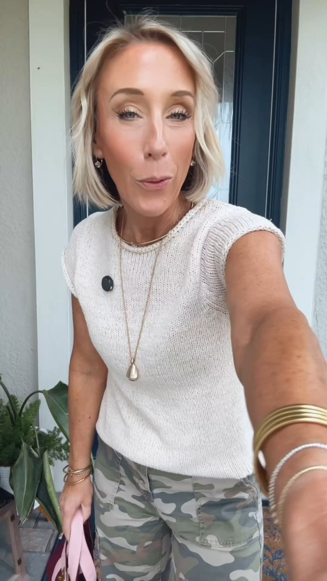 My ootd:
• short sleeve sweater - size XS. Sizes are limited in this color, other colors are available.
• camo pants - size XS, SHORT. $16.98!
• sandals - tts. 
• purse and accessories also linked.

#LTKOver40 #LTKSeasonal #LTKootd