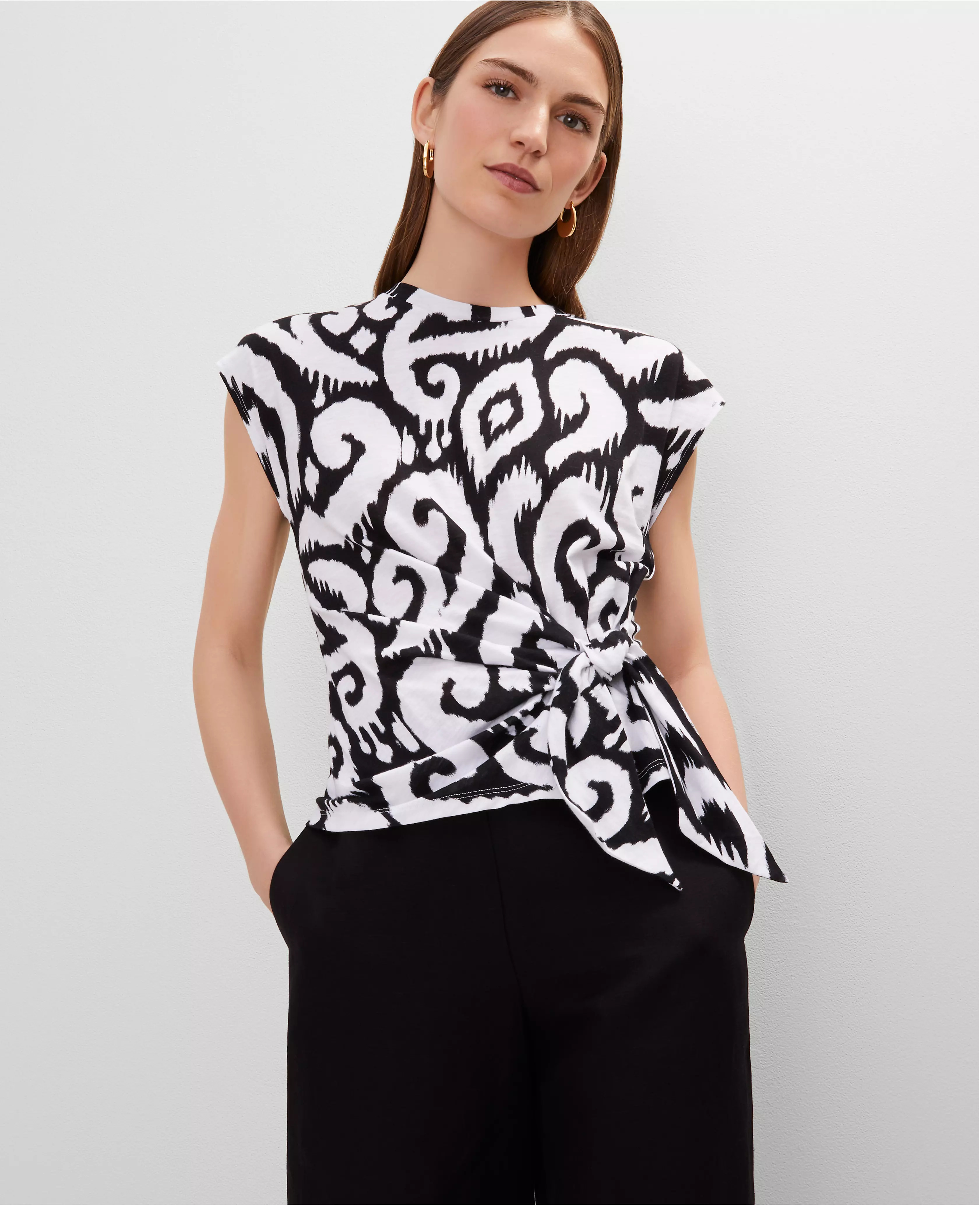 Ikat Tie Waist Tee | Ann Taylor