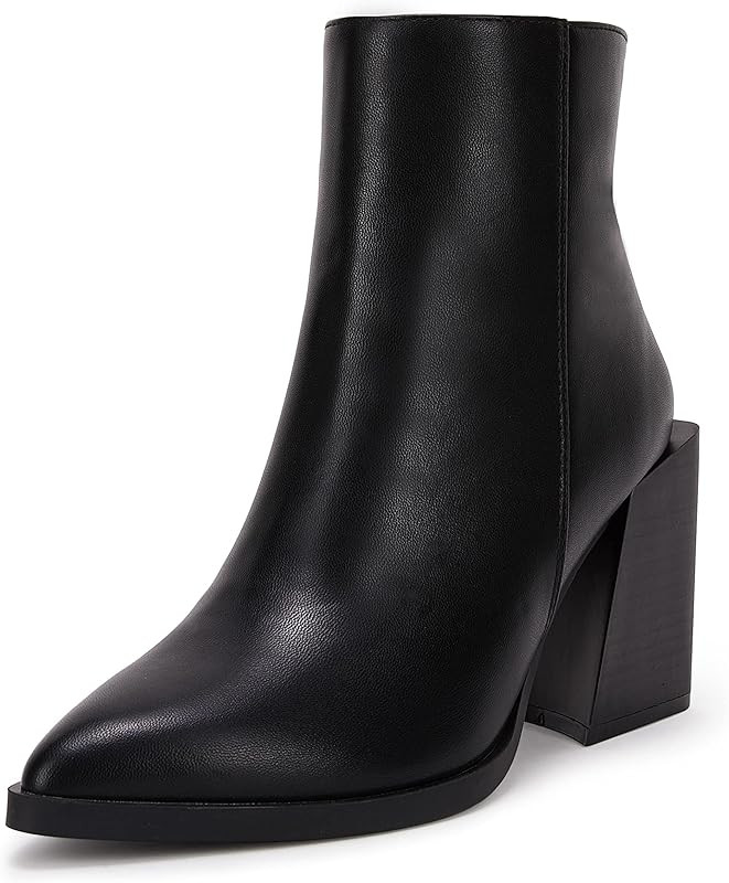 Womens Pointed Toe Ankle Boots Stacked Chunky Block Heel Fall slip on Combat Comfortable Chelsea Boo | Amazon (US)