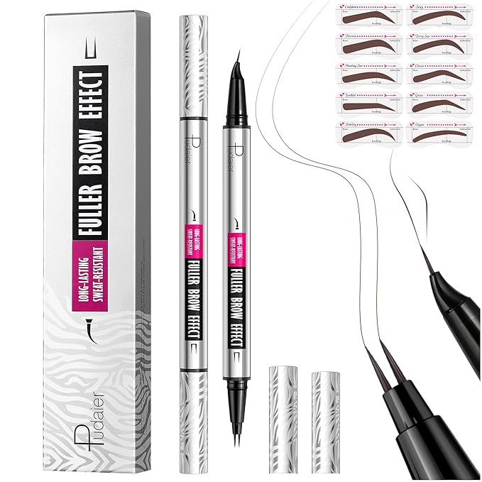 2 Pack 2 Fine Tip Eyebrow Pen, Waterproof Filling Faux Brow Makeup Pencils for Women with Precise... | Amazon (US)