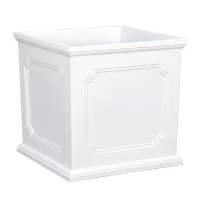 allen + roth 14.02-in x 14.9-in White Resin Self Watering Planter with Drainage Holes | Lowe's