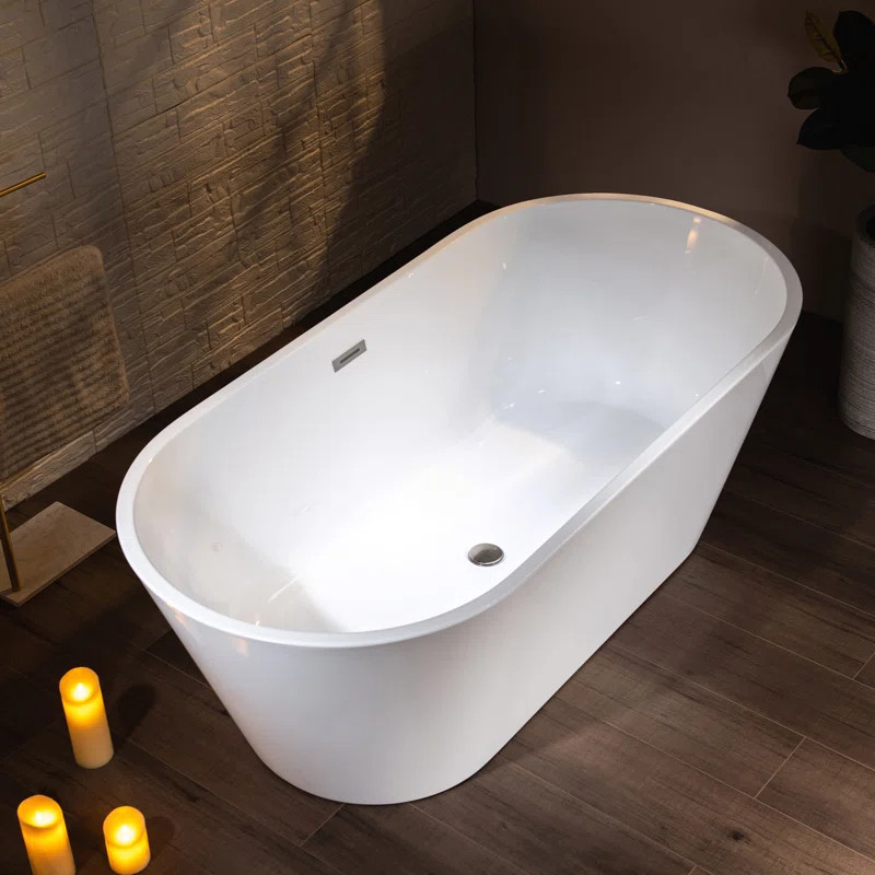 59'' Freestanding Soaking Acrylic Bathtub | Joss & Main