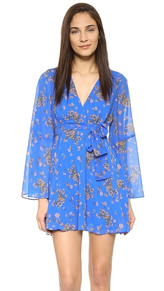 Free People Cheek Chiffon Lilou Printed Dress - Cobalt Combo | Shopbop