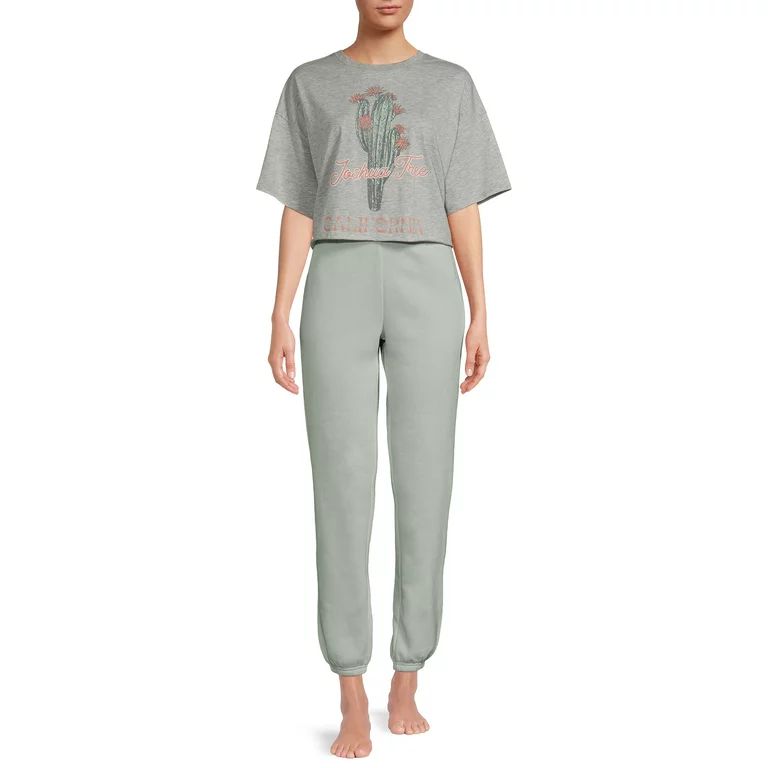 Grayson Social Women's and Women's Plus Size Graphic Sleep T-Shirt and Joggers Set, 2-Piece | Walmart (US)