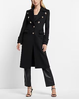 Wool-Blend Novelty Button Trench Coat | Express