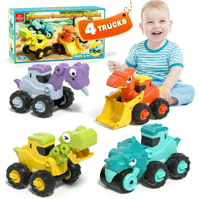 Toys for 1 2 3 Year Old Boy Girl, Construction Vehicle Dinosaur Toy Cars For Toddlers, Press And ... | Walmart (US)