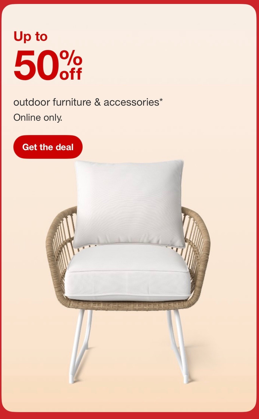 Up to 50% off outdoor furniture and accessories @Target 🎯￼

#LTKHome #LTKSaleAlert #LTKU