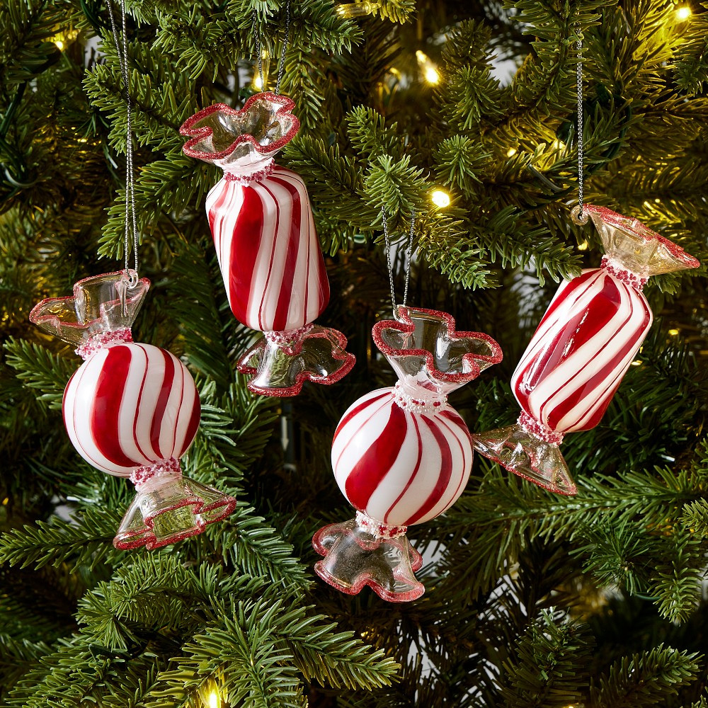 Peppermint Sweet Shoppe Ornaments, Set of 4 | Williams-Sonoma
