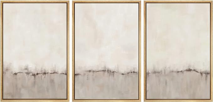 SIGNWIN Framed Canvas Print Wall Art Set Grunge Brown Gray Pastel Landscape Shapes Abstract Illus... | Amazon (US)