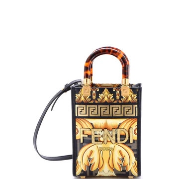 x Versace Fendace Convertible Sunshine Shopper Tote Printed Laminated Leather Mini | Rebag