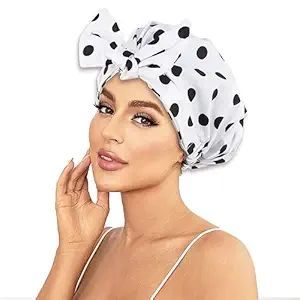 Luvruitaky Shower Cap Luxury Shower Caps for Women Reusable Waterproof Hair Cap for Shower with A... | Amazon (US)