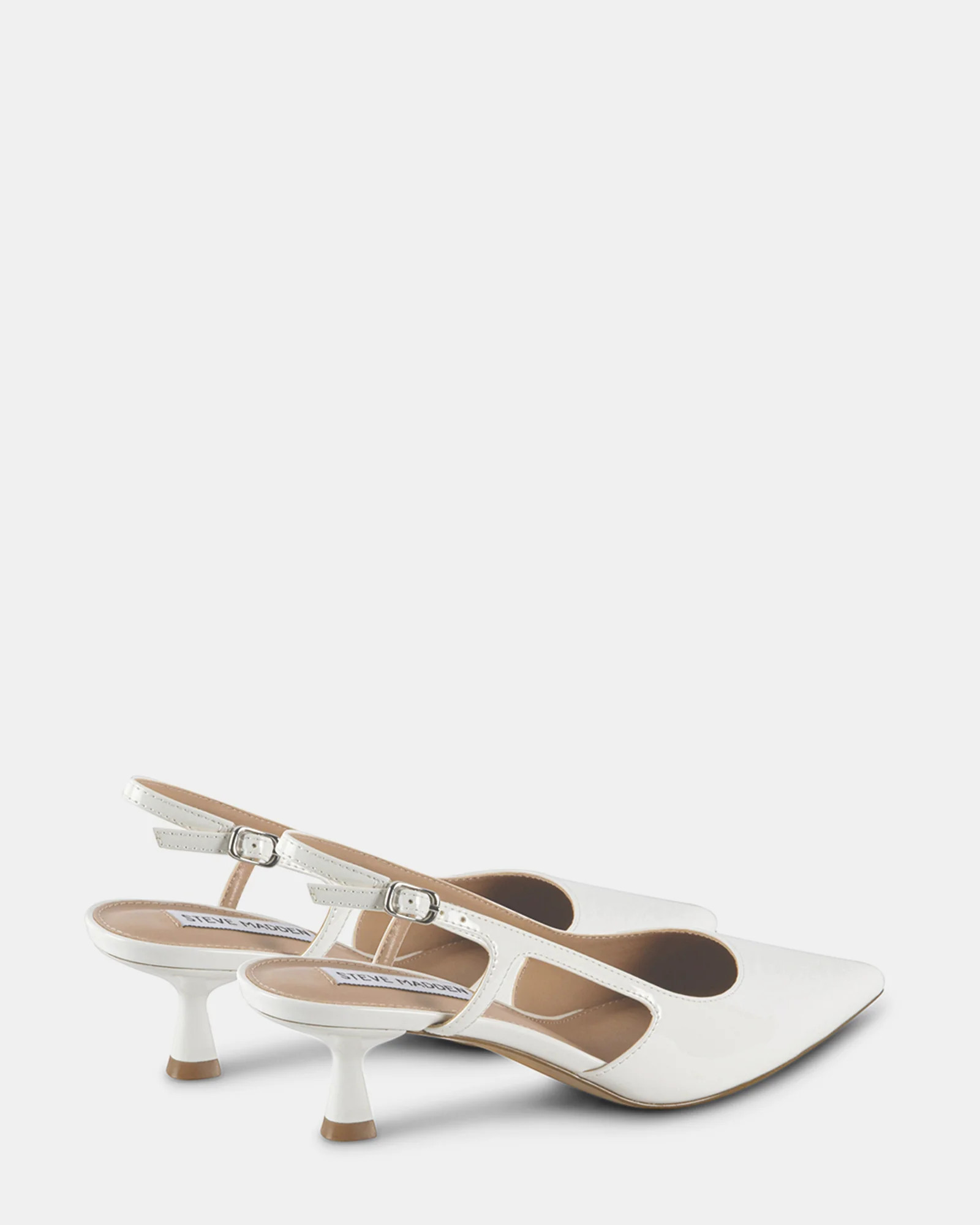 LEGACI White Patent Slingback Kitten Heel Pumps | Women's Designer Heels | Steve Madden (Canada)