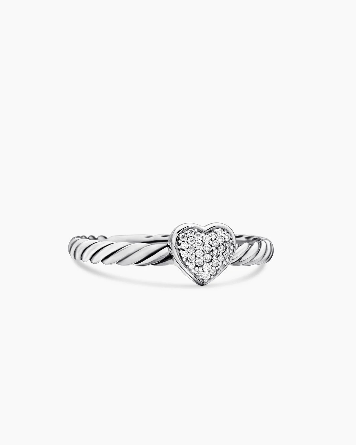 David Yurman | Cable Collectibles Heart Stack Ring in Sterling Silver with Pavé, 6.2mm | David Yurman