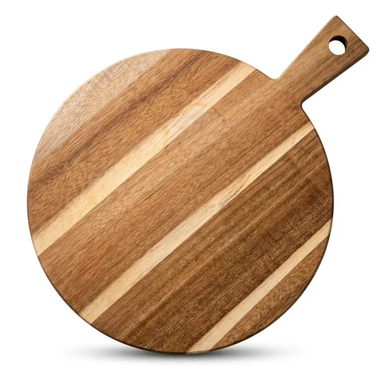 Round Wood Cutting Board, 12 Inch Acacia Wood Charcuterie Board with Handle, Multi-Functional Kit... | Walmart (US)