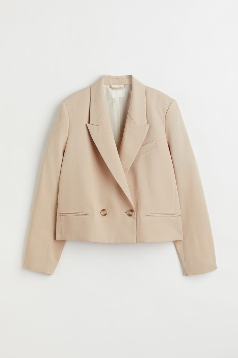 Crop Blazer - Light beige - Ladies | H&M US | H&M (US + CA)