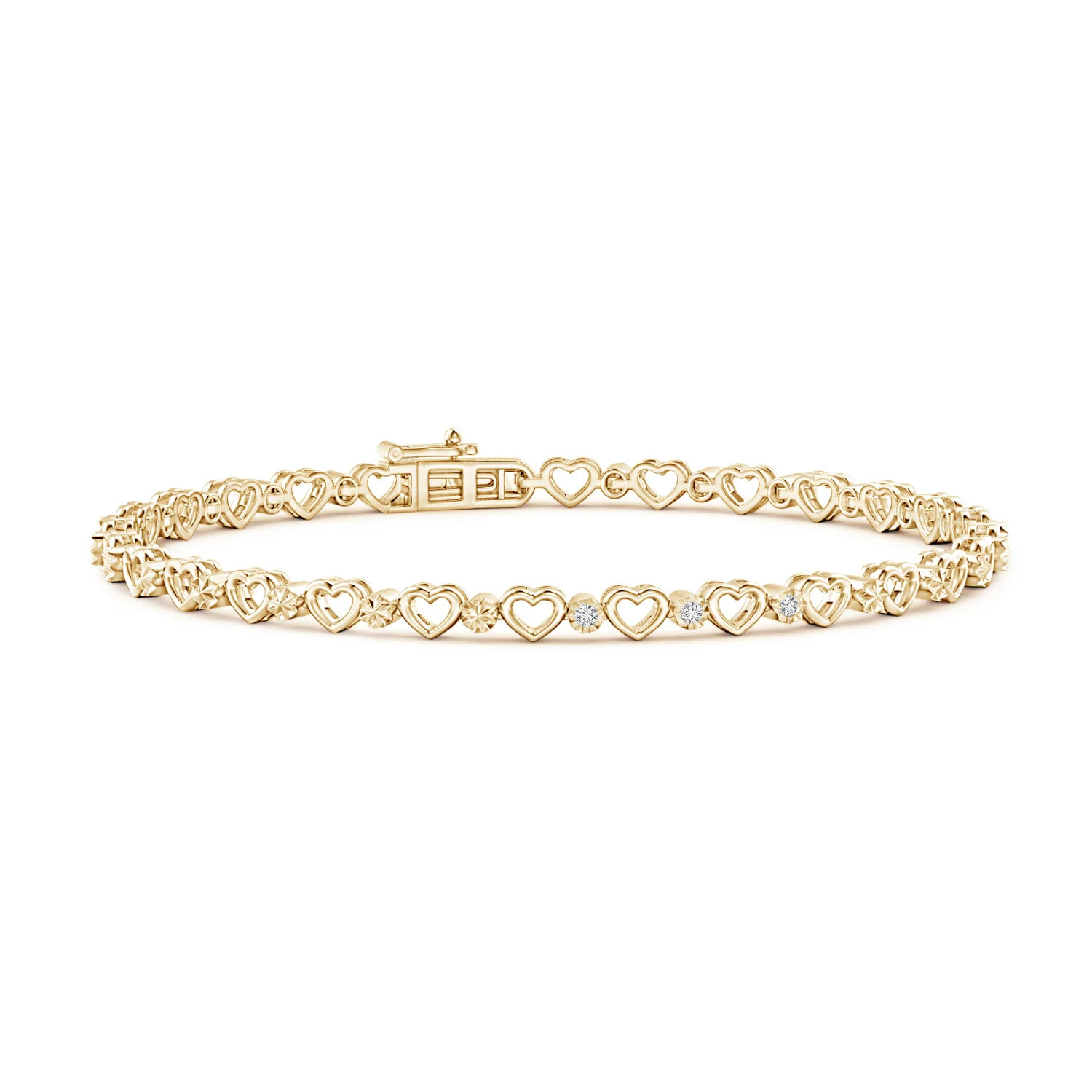 Three Stone Diamond and Heart Stackable Bracelet | Angara | Angara US