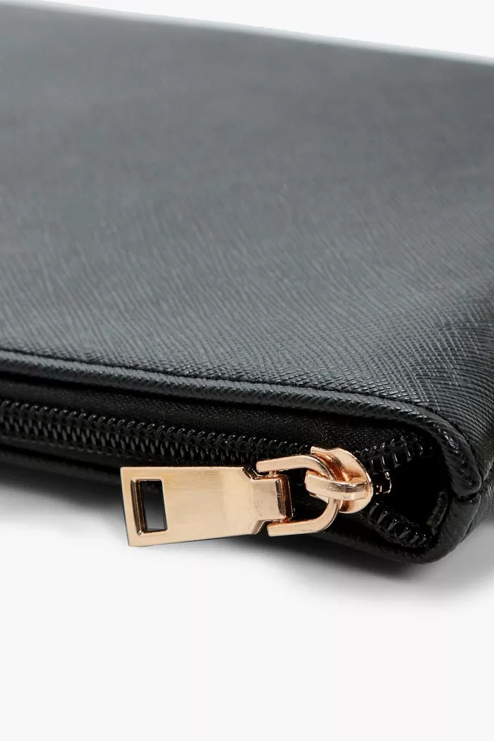 Cross Hatch Zip Top Clutch Bag | boohoo (US & Canada)