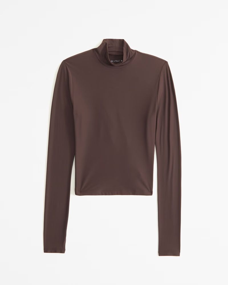 Soft Matte Seamless Long-Sleeve Cropped Mockneck Top | Abercrombie & Fitch (US)