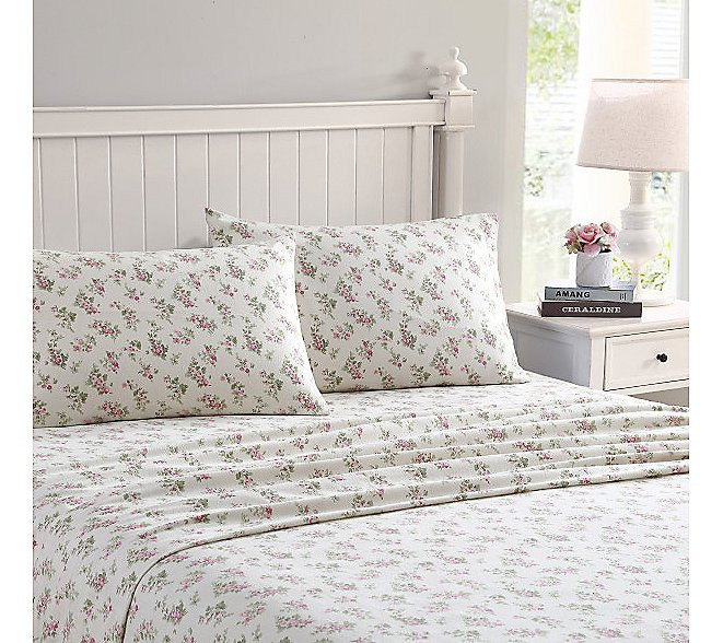 Laura Ashley Audrey Pink Twin Sheet Set | QVC