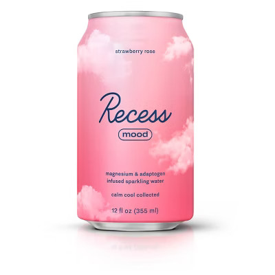 Recess Mood Strawberry Rose Sparkling Water with Magnesium L Threonate - 12 fl oz Can | Target