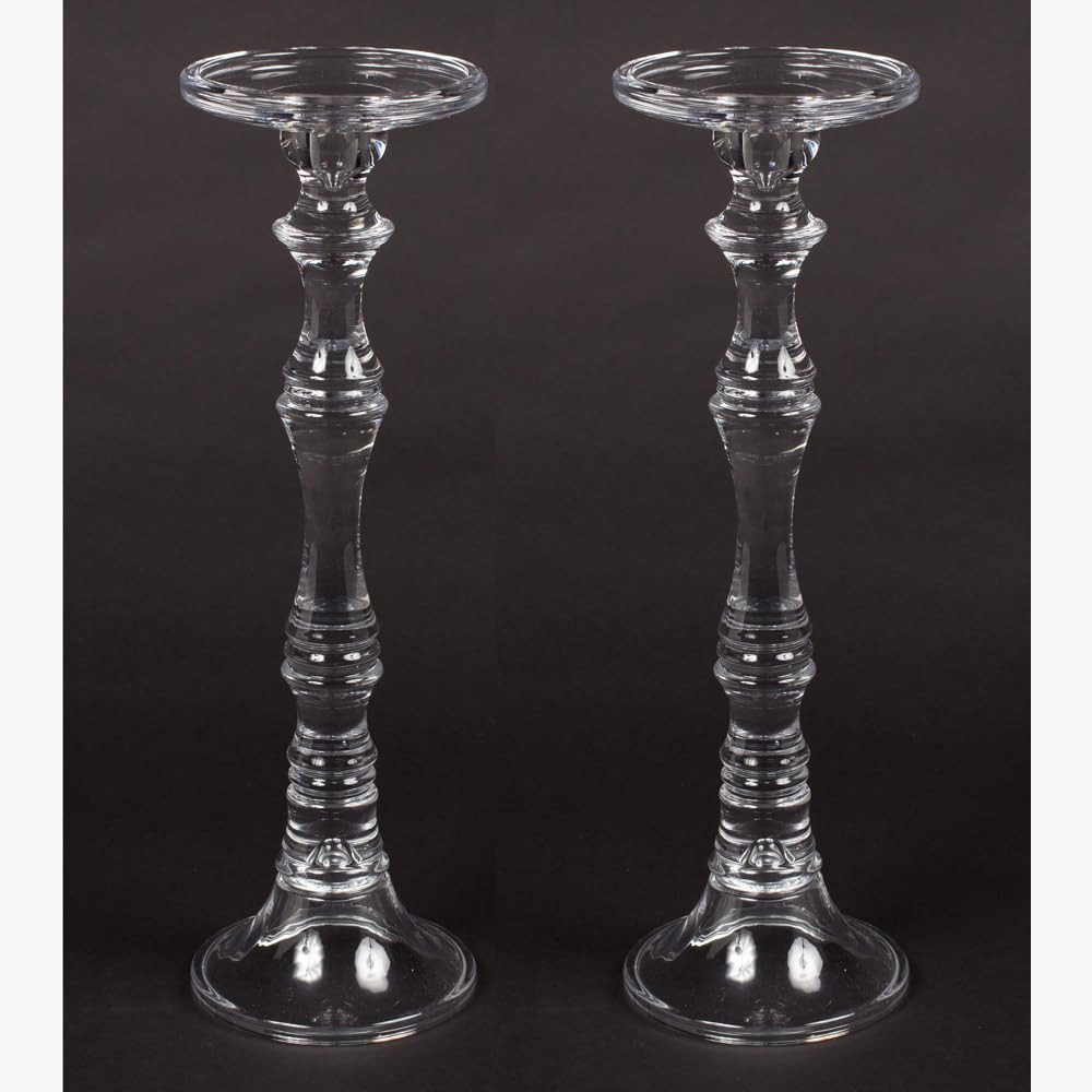 Home Decoration Accessories Clear Glass 16.75"" High Candlestick Candle Holder Simple Clean Desig... | Amazon (US)