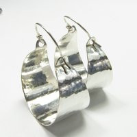 Large Argentium Sterling Silver Hoop Earrings, Big Hammered Hoops, Basket Metalsmith Bohemian Jewelry | Etsy (US)