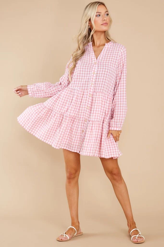 Lift Your Spirits Blush Pink Gingham Dress | Red Dress 