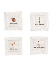Set Of 4 Linen Hand Embroidered Cocktails Coasters | Marshalls