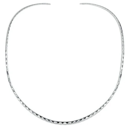 Bling Jewelry Womens Simple Thin Hammered Choker Necklace Sterling Silver 2MM Slider Collar | Walmart (US)
