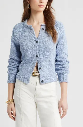Fitted Textured Cotton Cardigan | Nordstrom